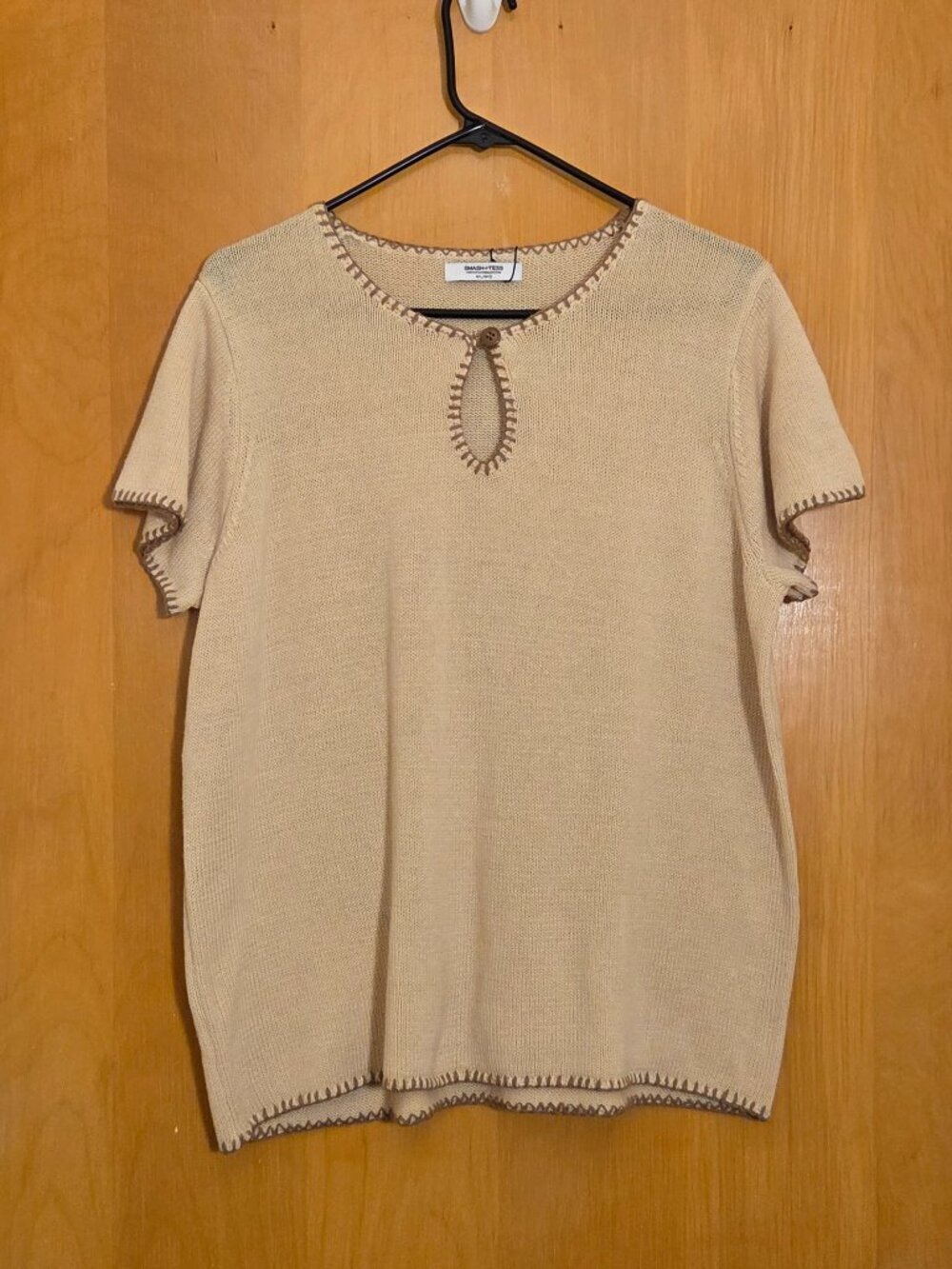 NWT Smash + Tess Pullover Rhea Sweater Top Size M/L Oatmeal Combo Tan Cap Sleeve